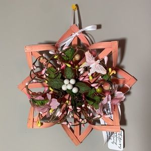 Pink Wall Decoration Wreath - Berries, Flowers and Butterfly